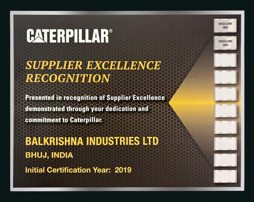 BKT ha ottenuto da Caterpillar la certificazione ‘Excellent Level’ 